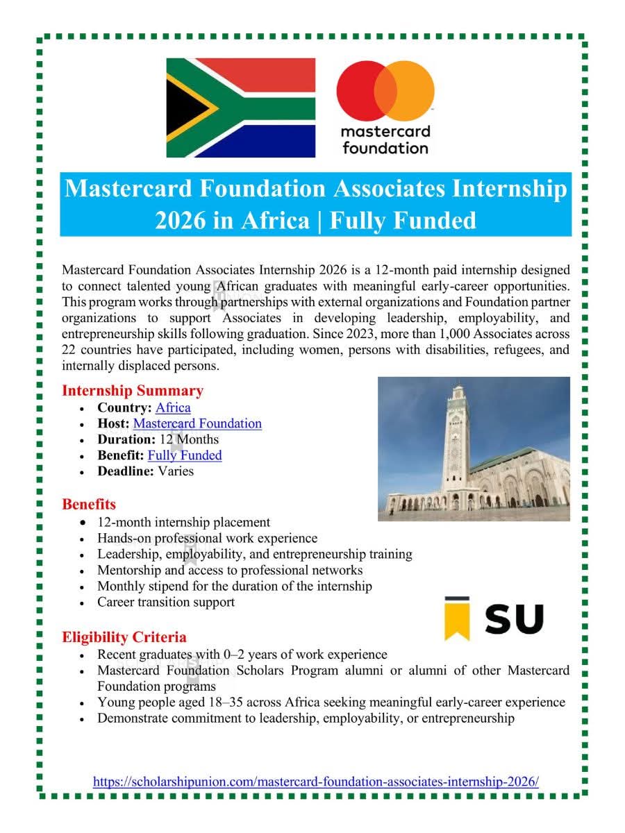 Mastercard Foundation Associates Internship 2026 in Africa
