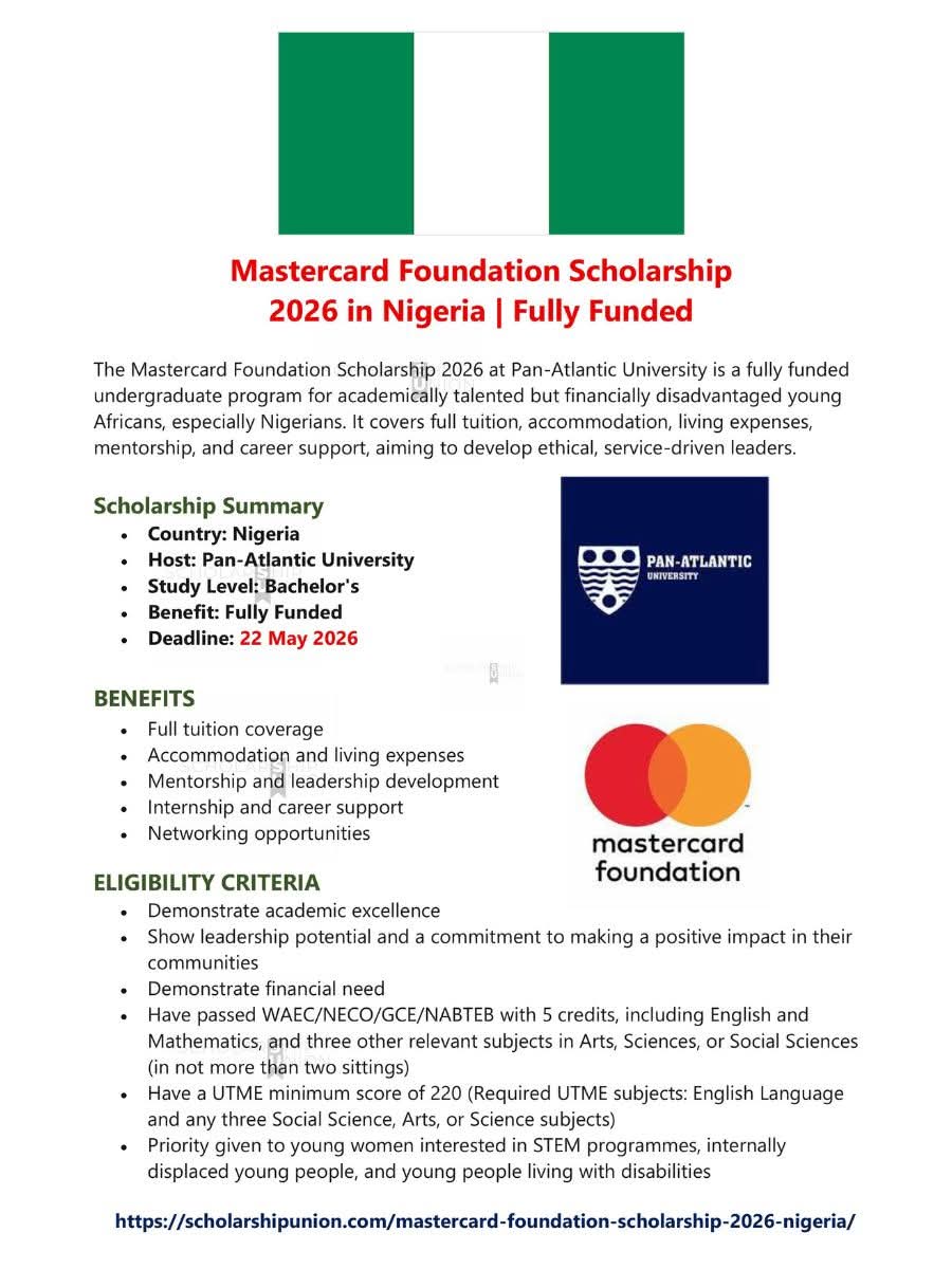 Mastercard Foundation Scholarship 2026 in Nigeria