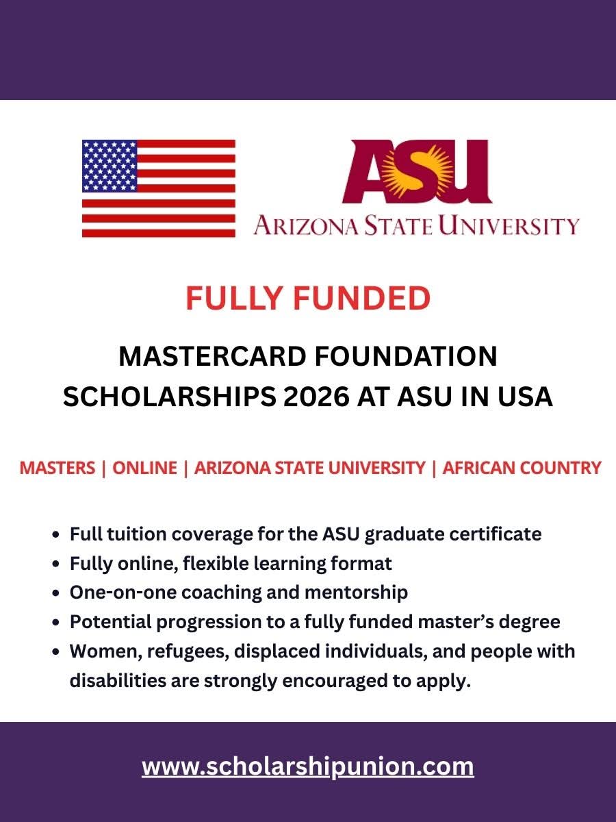 Mastercard Foundation Scholarships 2026 At ASU in  USA