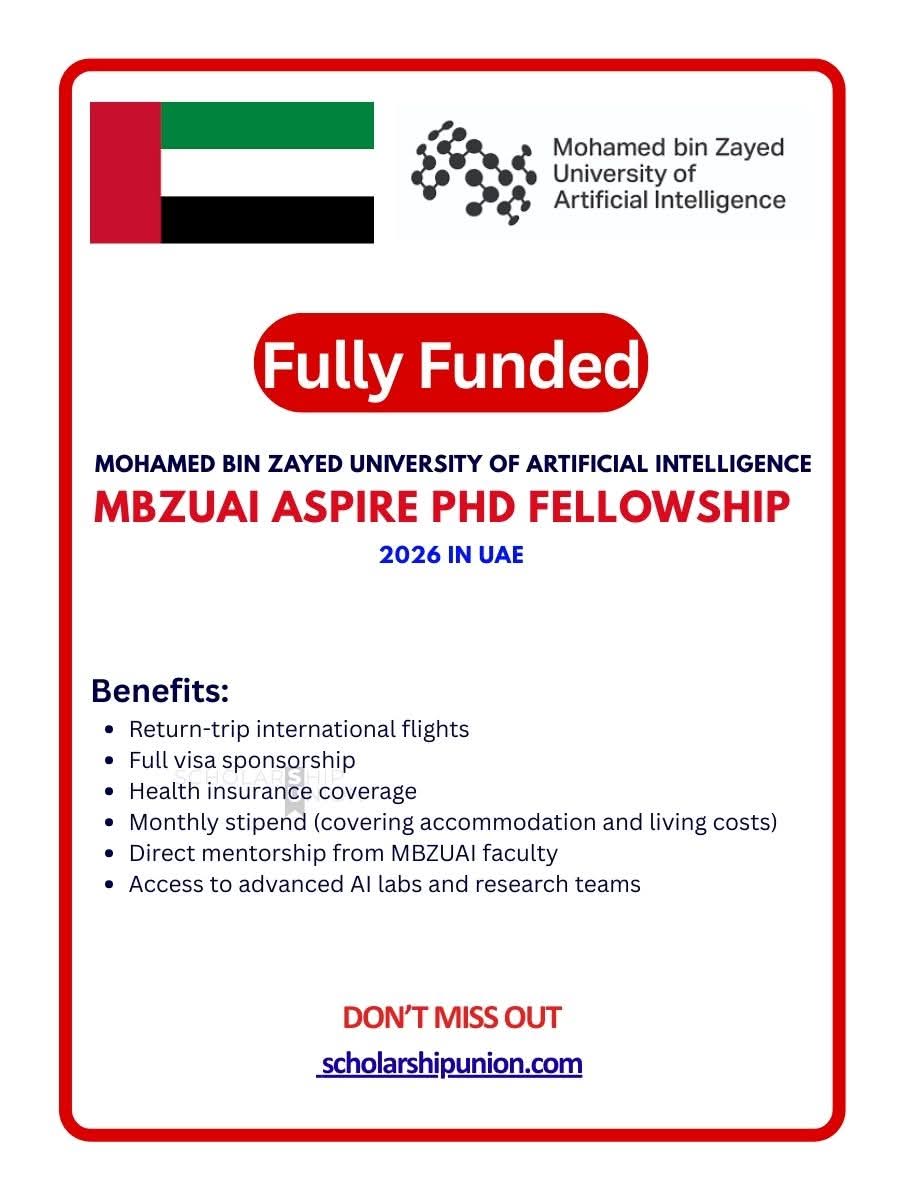MBZUAI Aspire PhD Fellowship 2026 in Abu Dhabi, UAE