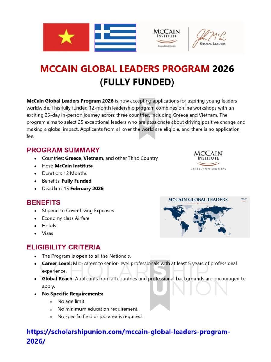 McCain Global Leaders Program 2026 in Greece, Vietnam