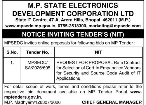 MPSEDC Security Audit Rate Contract Tender Notice