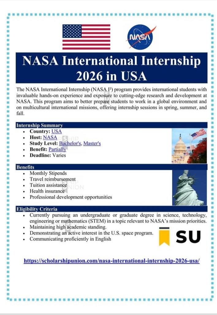 NASA International Internship 2026 in USA