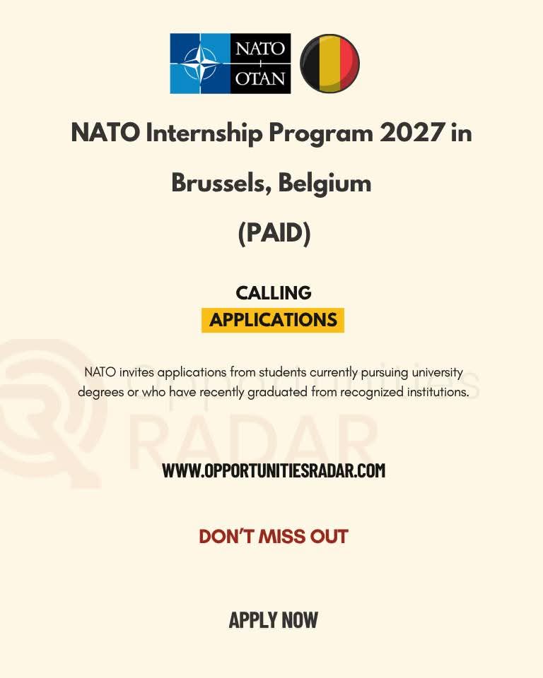 NATO Internship Programme 2027 in Brussels, Belgium