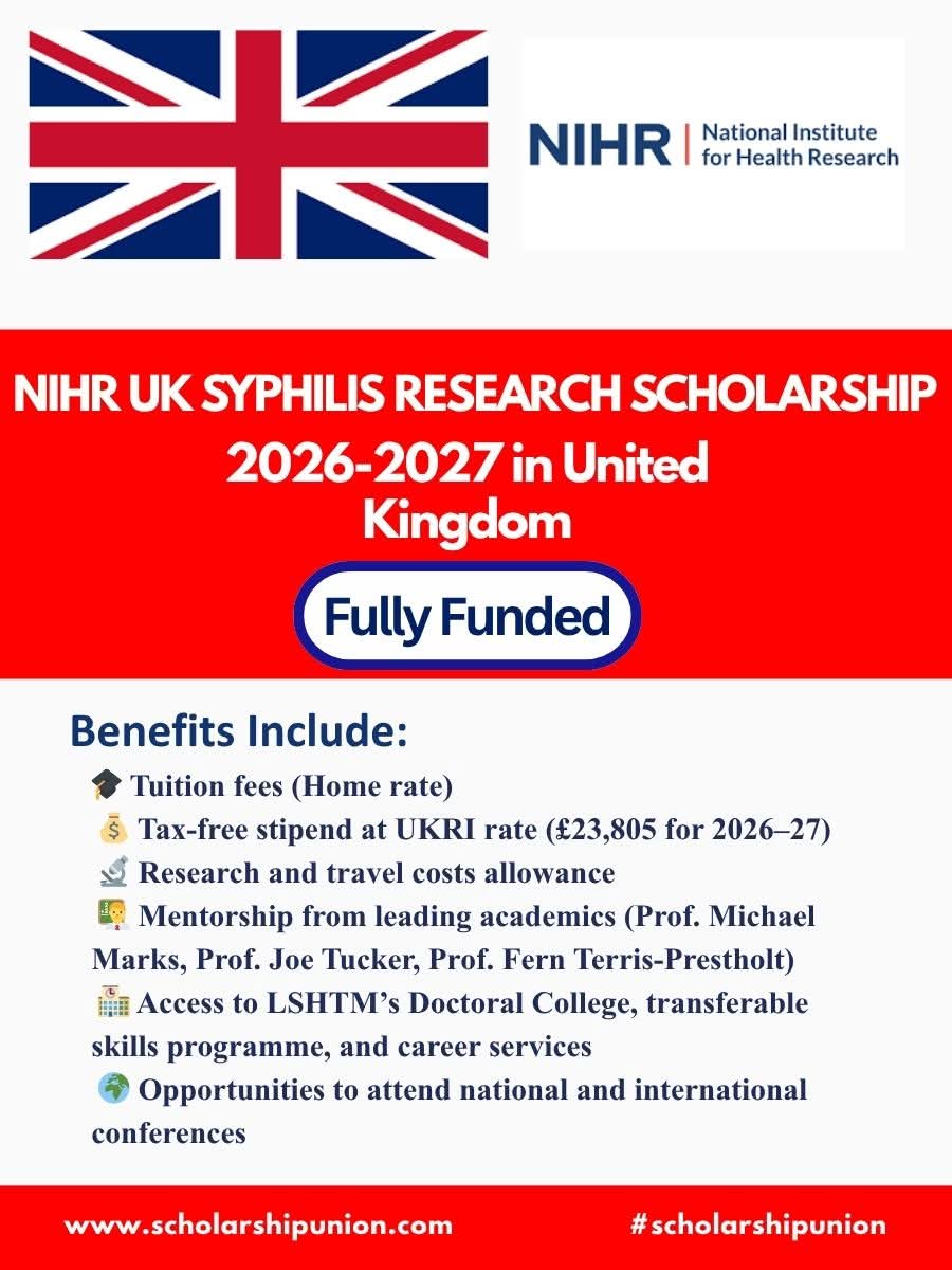 NIHR UK Syphilis Research Scholarship 2026–2027 in UK