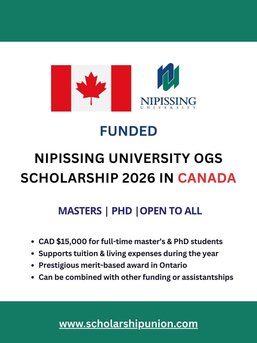 Nipissing University OGS Scholarship 2026 In Canada