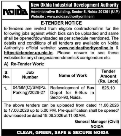 NOIDA Authority E-Tender for Bus Depot Redevelopment