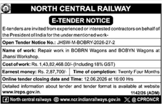 North Central Railway Wagon Repair E-Tender