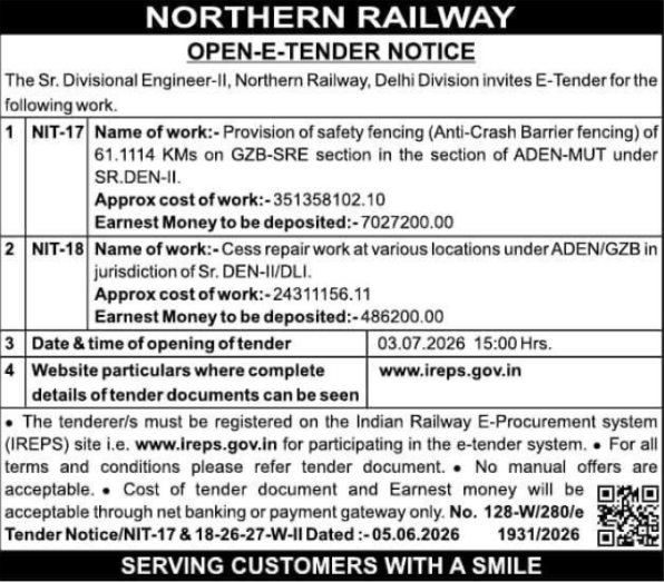 Northern Railway: Infrastructure E-Tenders