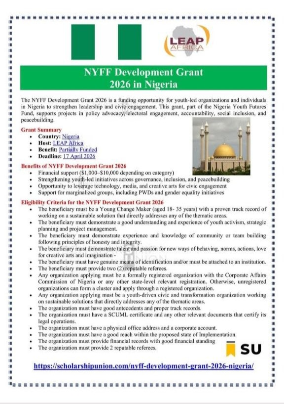 NYFF Development Grant 2026 in Nigeria