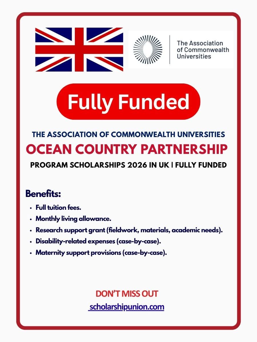 Ocean Country Partnership Program (OCPP) Scholarships 2026 In UK