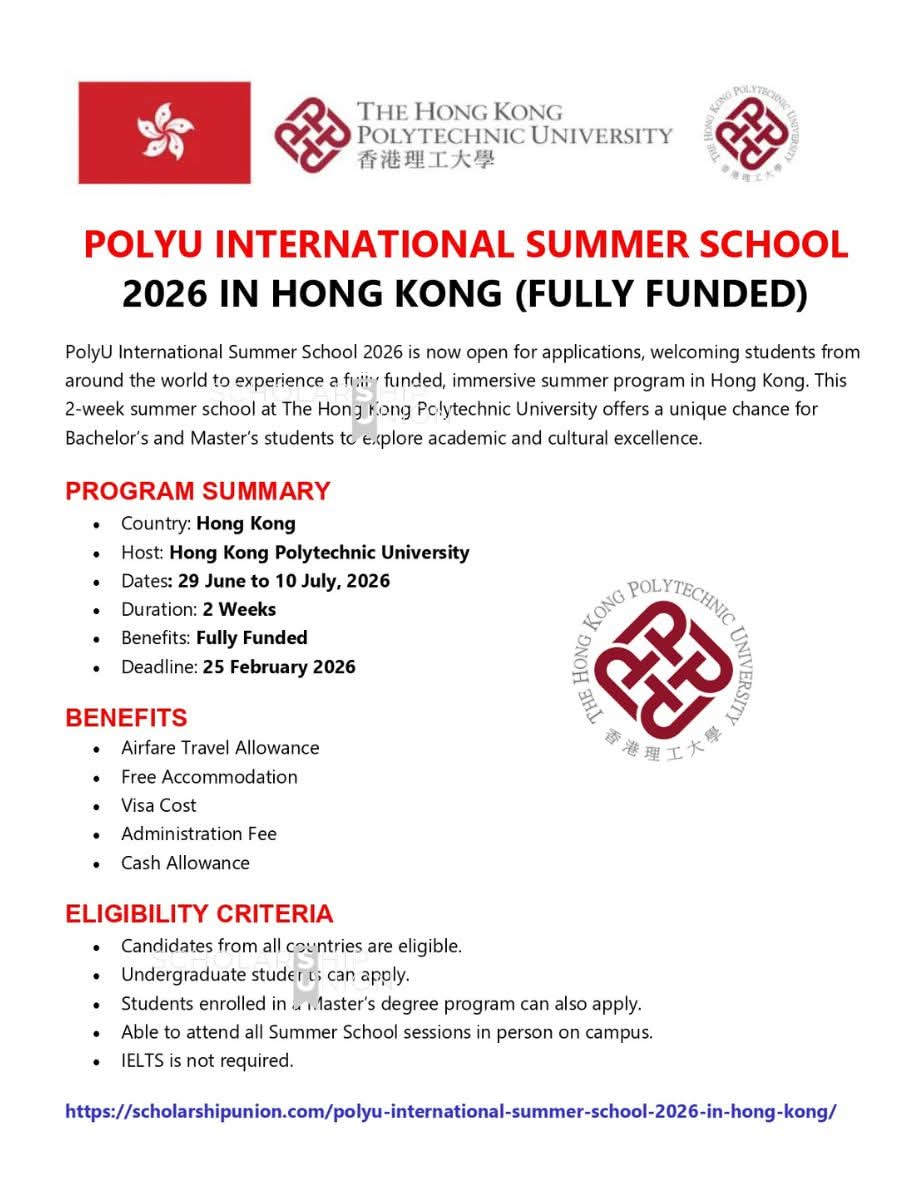 Polyu International Summer School 2026 In Hong Kong