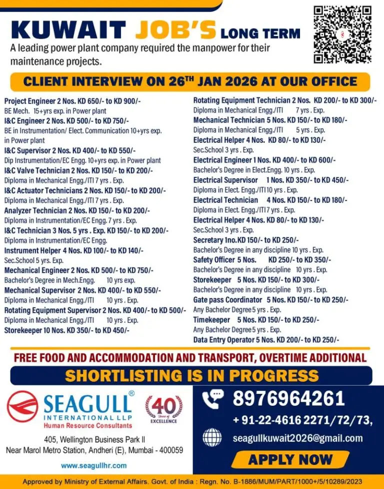 POWER PLANT MAINTENANCE PROJECT - JOB IN KUWAIT