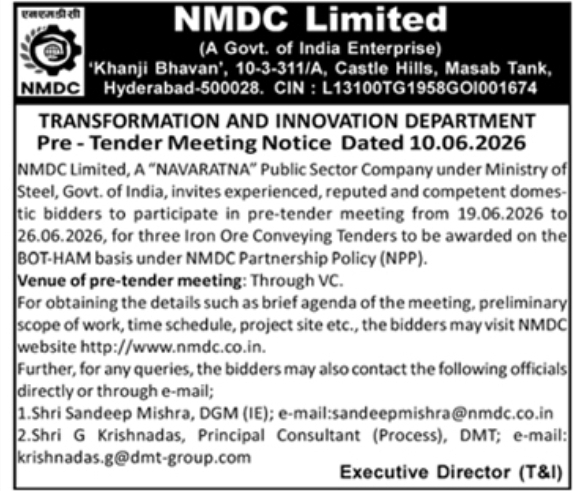 Pre-Tender Notice – NMDC Limited