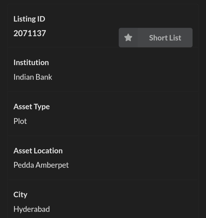 Property For Auction In Pedda Amberpet, Hyderabad