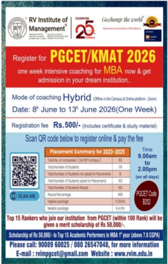 RVIM: PGCET/KMAT MBA Crash Course Registration