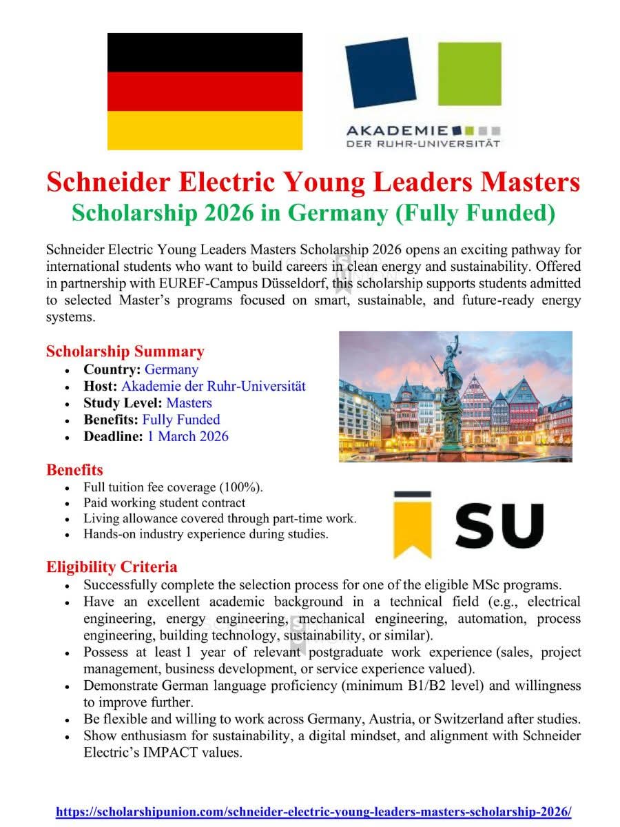 Schneider Electric Young Industry Leaders Scholarship 2026 in Germany