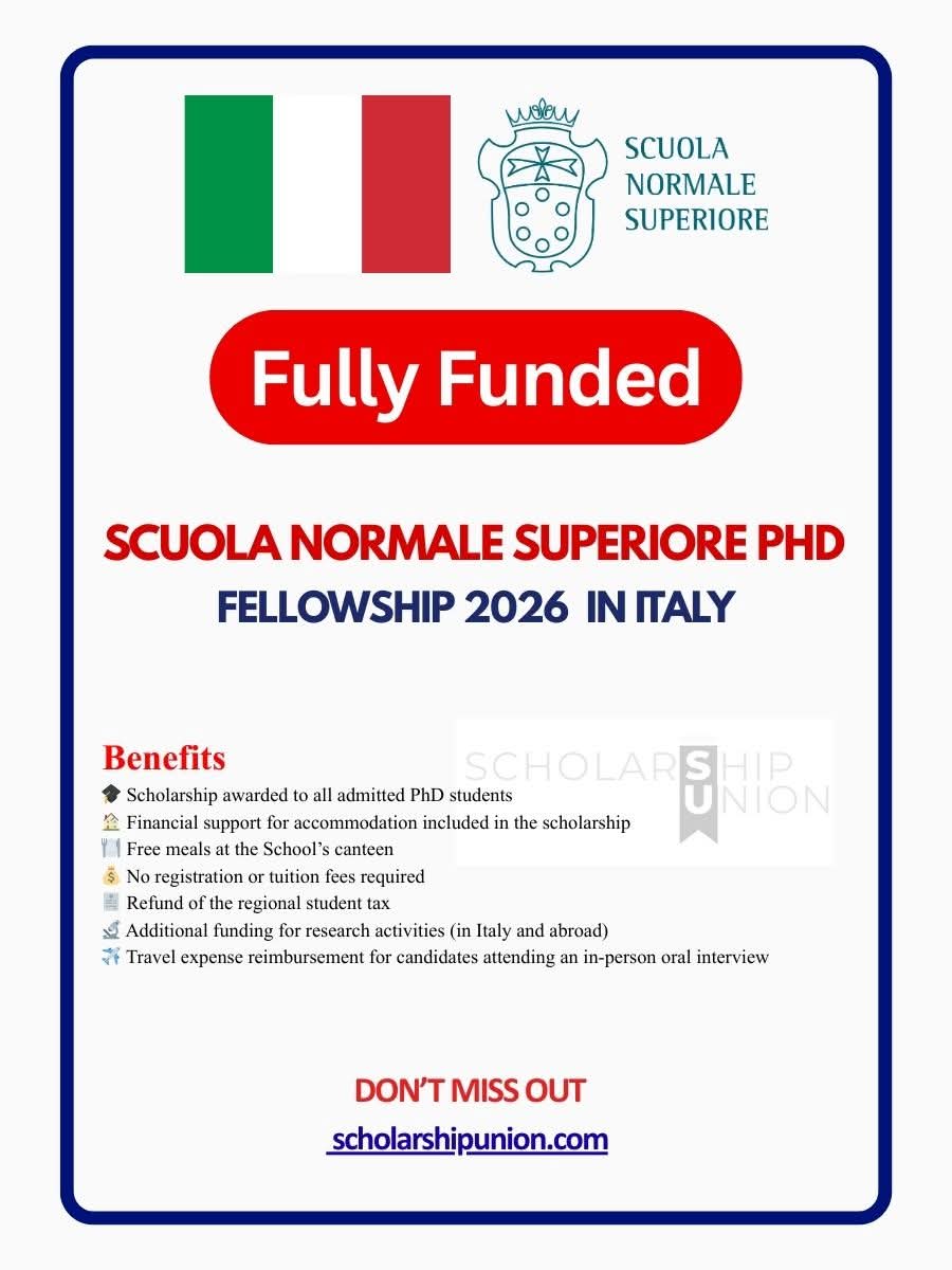 Scuola Normale Superiore PhD Fellowship 2026 In Italy