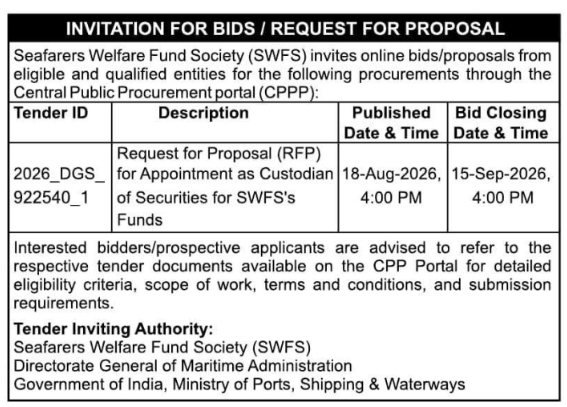 Securities Custodian Request for Proposal by SWFS