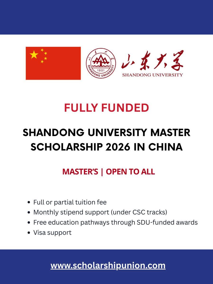 Shandong University Master Scholarship 2026 in China