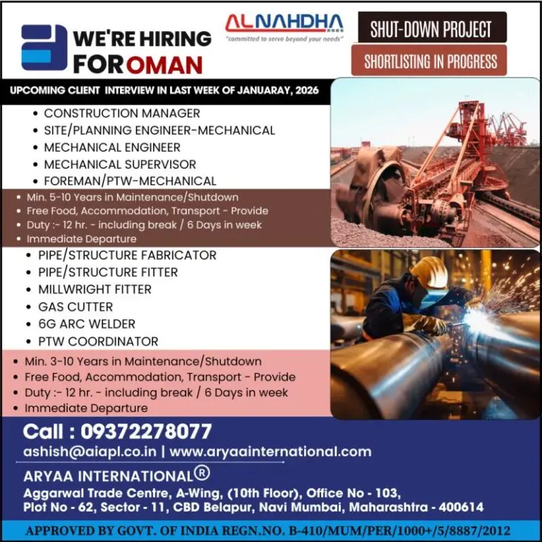 SHUTDOWN PROJECT JOBS IN OMAN