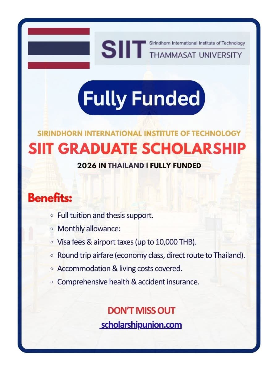 SIIT Graduate Scholarship 2026 in Thailand