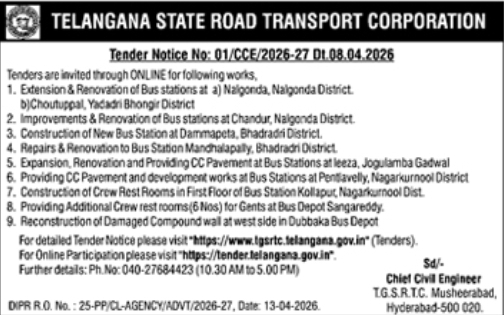 Telangana State Road Transport Corporation Tender Notice