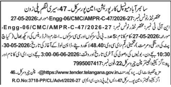 Tender for Road Maintenance and Stormwater Drain Repairs in Aminpur