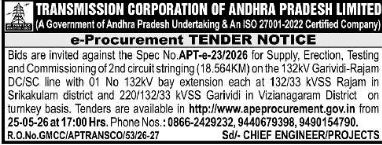 Tenders Open: APTRANSCO E-Procurement