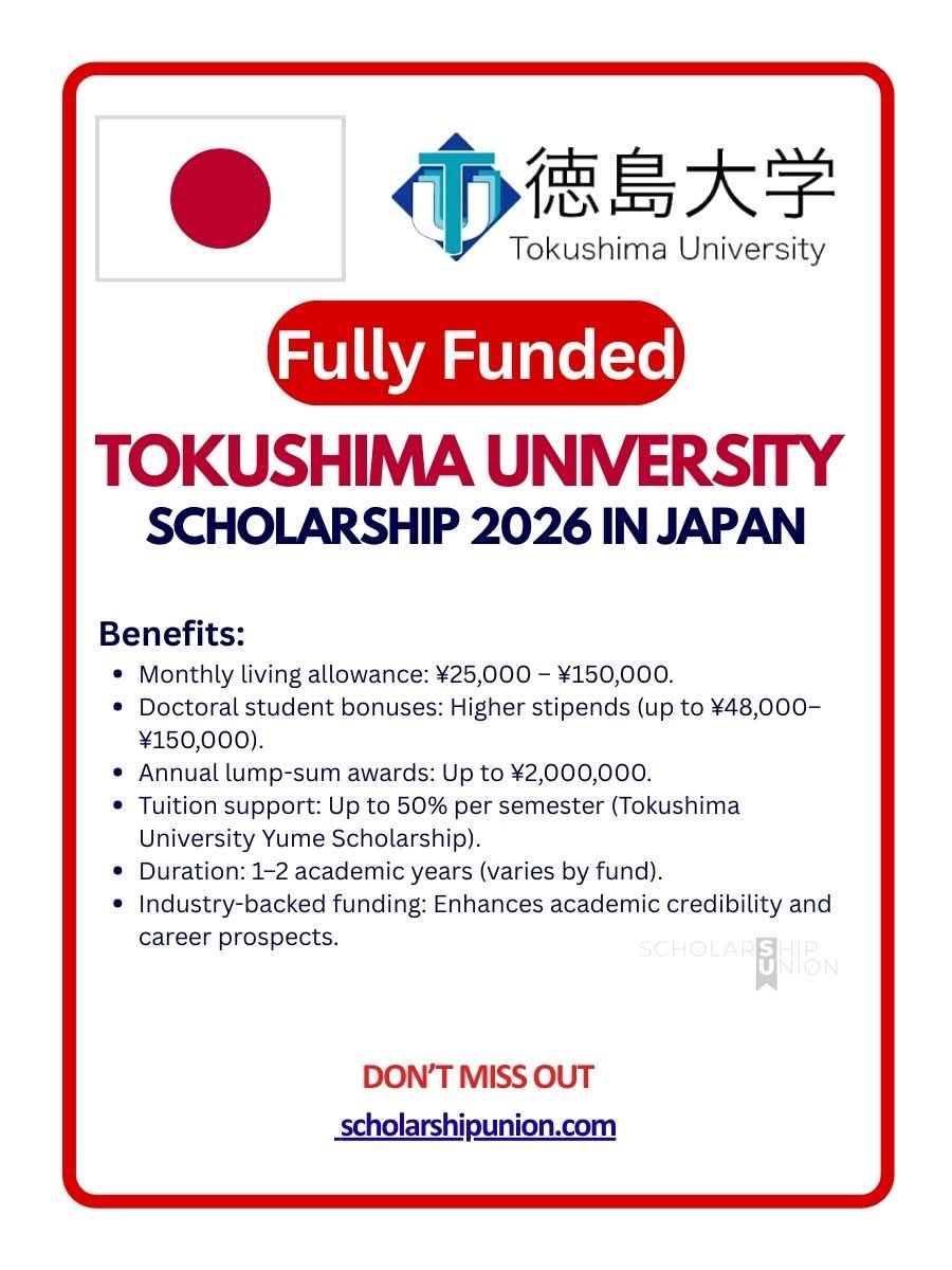 Tokushima University Scholarship 2026 In Japan
