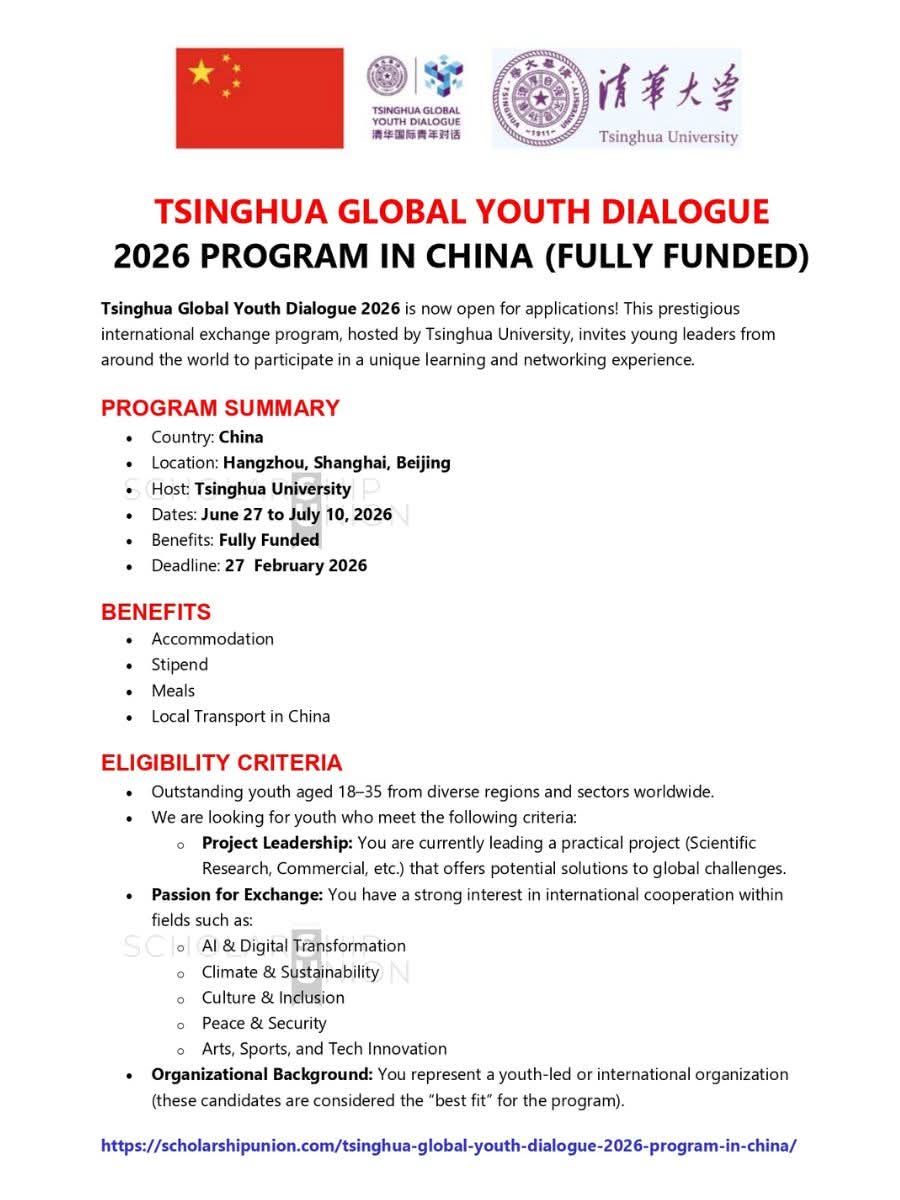 Tsinghua Global Youth Dialogue 2026 Program In China
