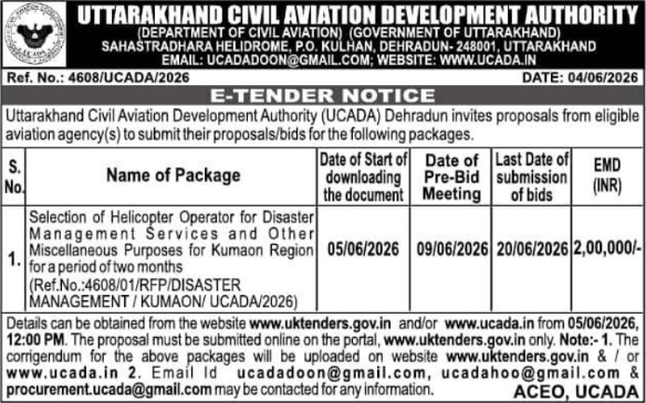 UCADA: Helicopter Operator Selection E-Tender