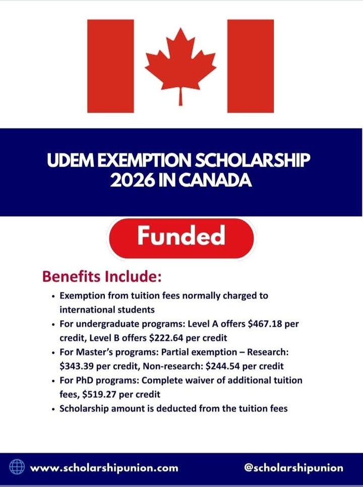 UdeM Exemption Scholarship 2026 in Canada