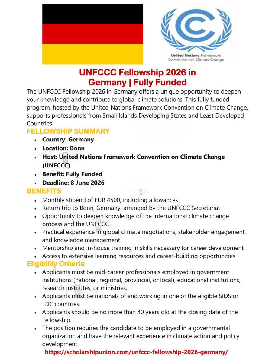 UNFCCC Fellowship 2026 in Germany