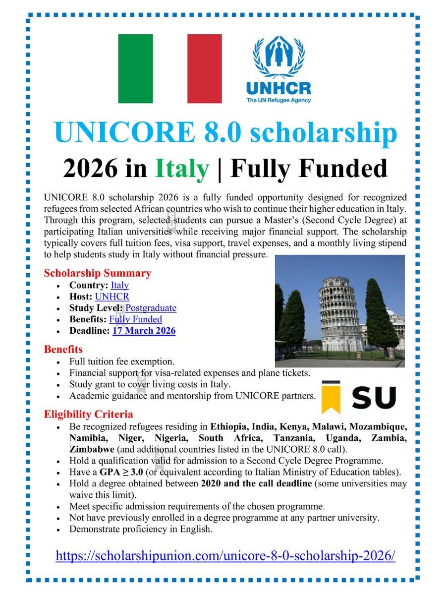 UNICORE 8.0 Scholarship 2026 in Italy