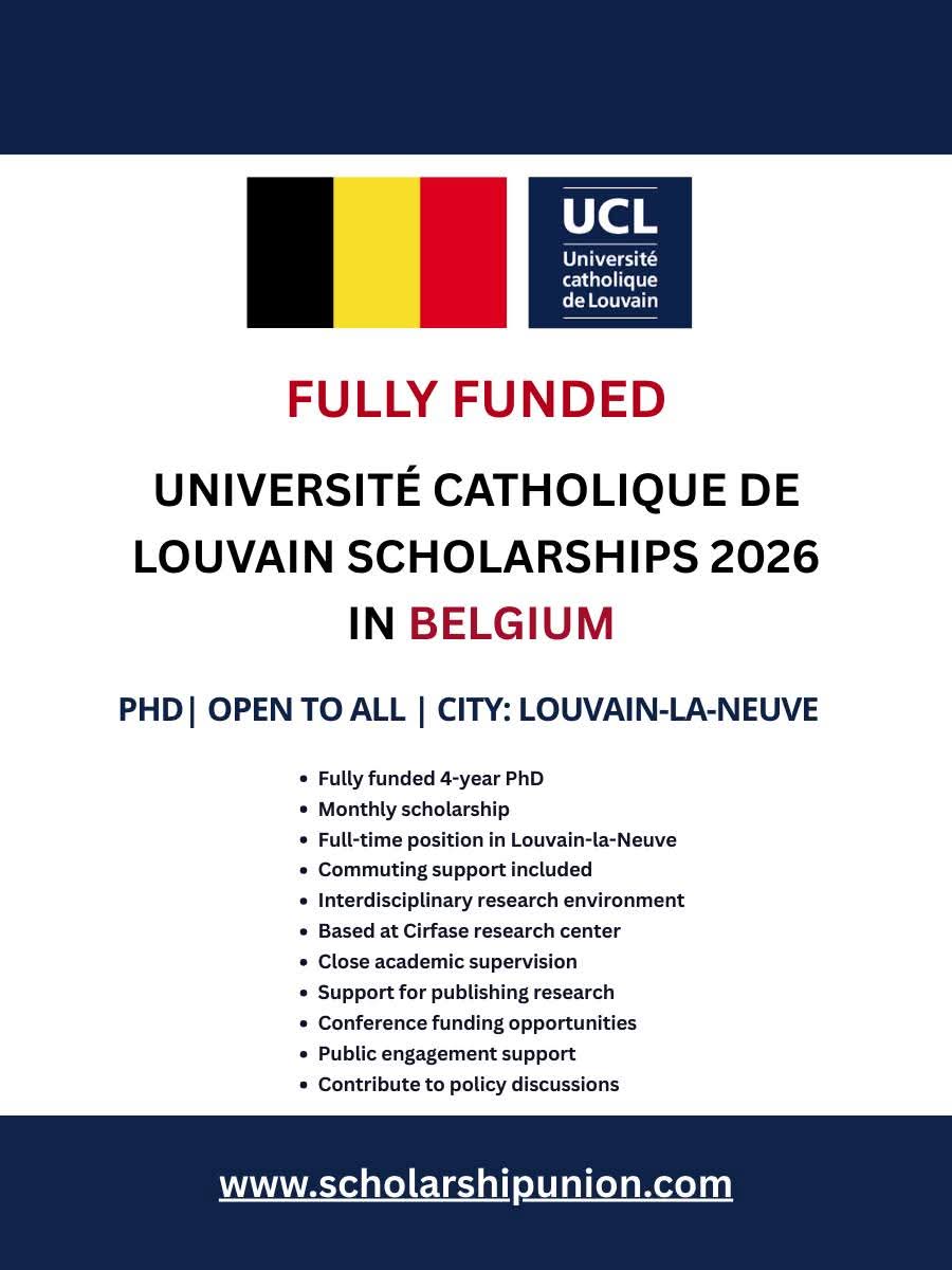 Universite Catholique De Louvain Scholarship 2026 In Belgium