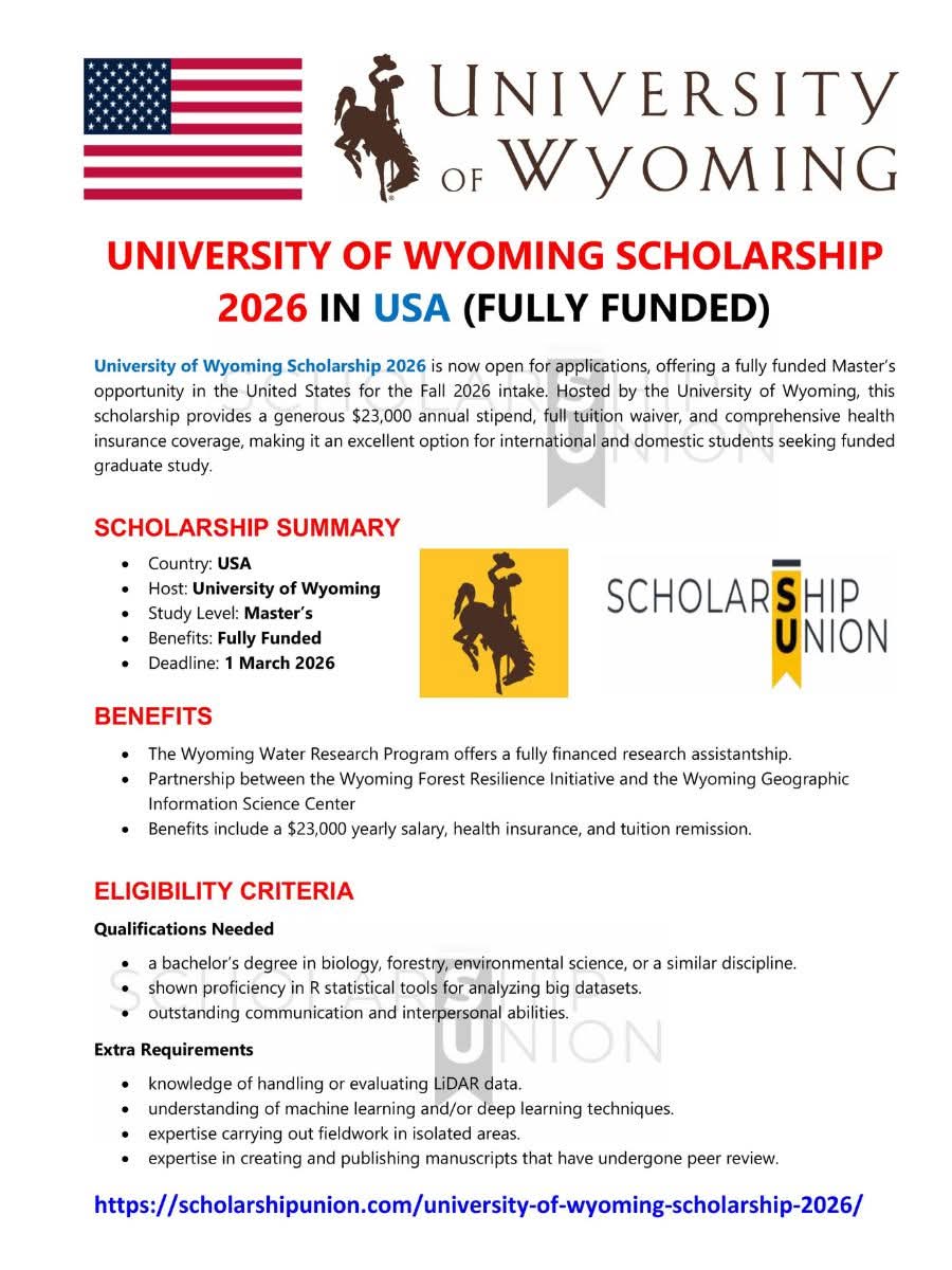 University of Wyoming Scholarship 2026 In USA