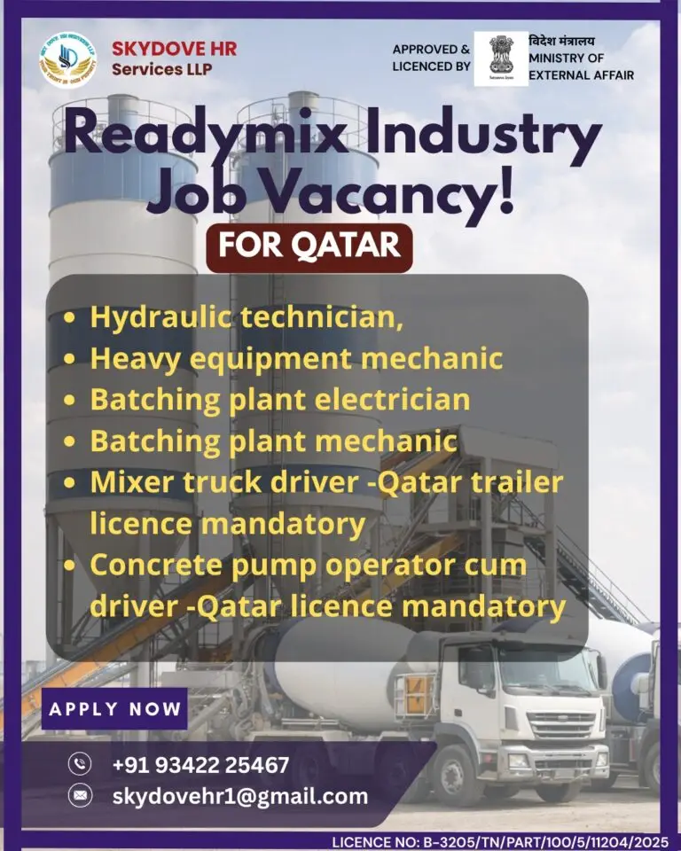 URGENT HIRING FOR READYMIX INDUSTRY - JOBS IN QATAR