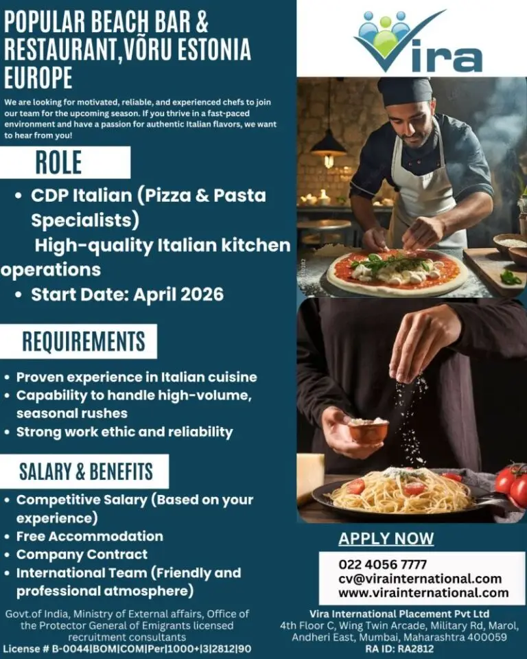 URGENT HIRING: ITALIAN CHEF - EUROPE