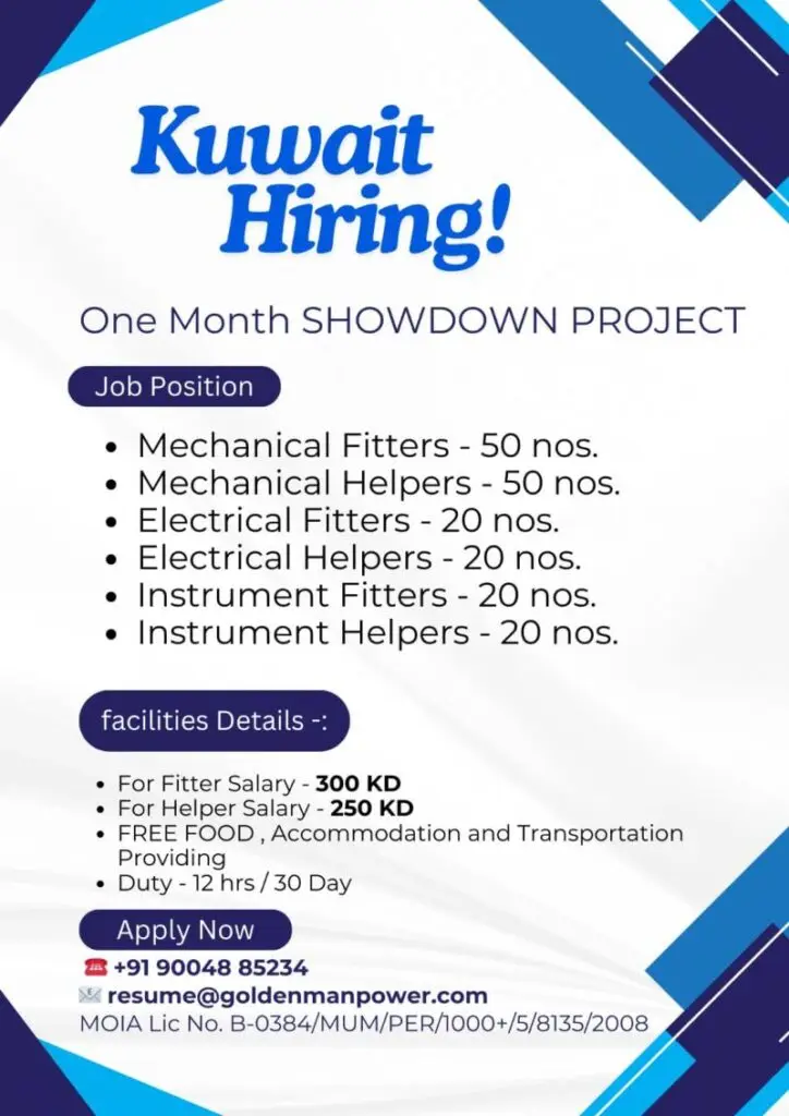 URGENT HIRING: KUWAIT SHUTDOWN PROJECT