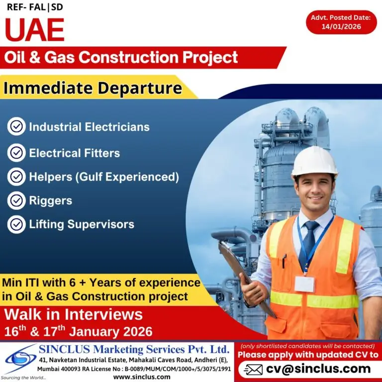 URGENT HIRING: OIL & GAS CONSTRUCTION PROJECT - UAE