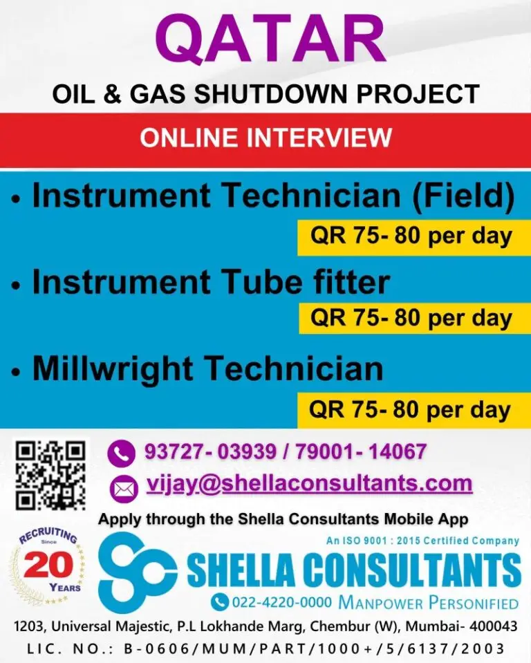 URGENT HIRING: OIL & GAS SHUTDOWN PROJECTS IN QATAR