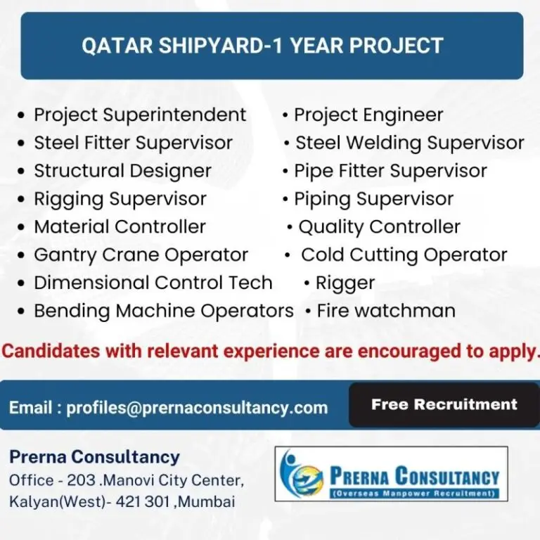 URGENT HIRING: SHIPYARD PROJECT JOBS IN QATAR