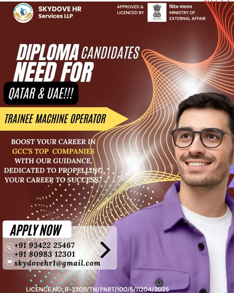 URGENT HIRING: TRAINEE MACHINE OPERATOR – UAE & QATAR