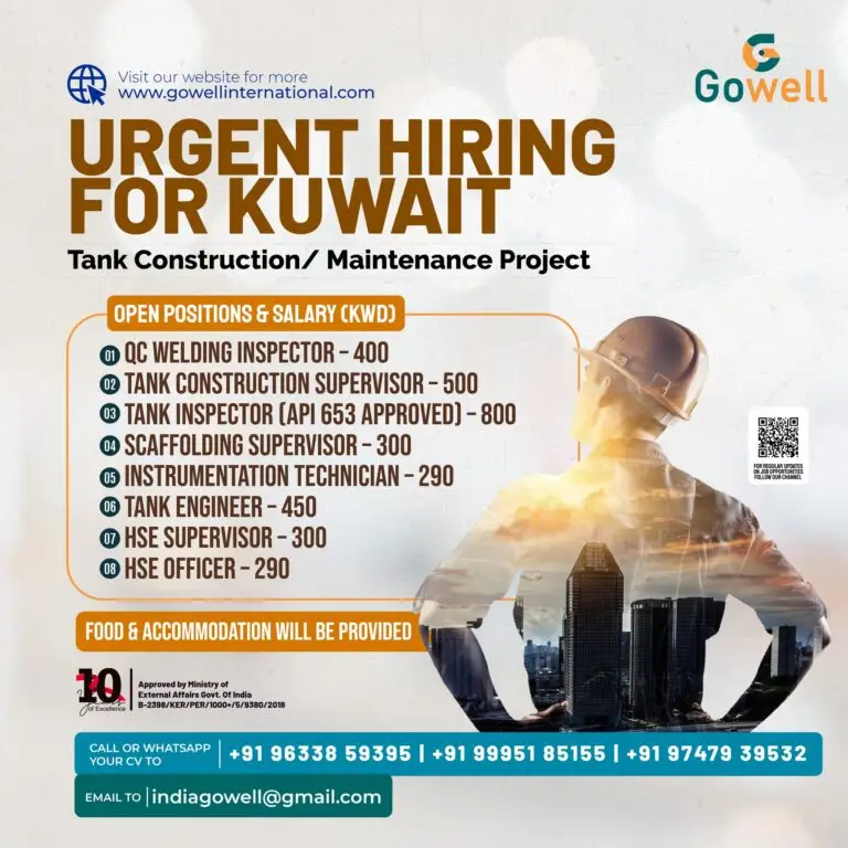 Urgent Recruitment: Tank Construction & Maintenance Project – Kuwait