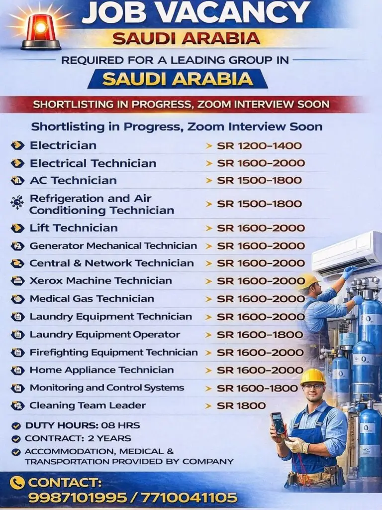 URGENT REQUIREMENT: MULTIPLE TECHNICIAN ROLES IN SAUDI ARABIA