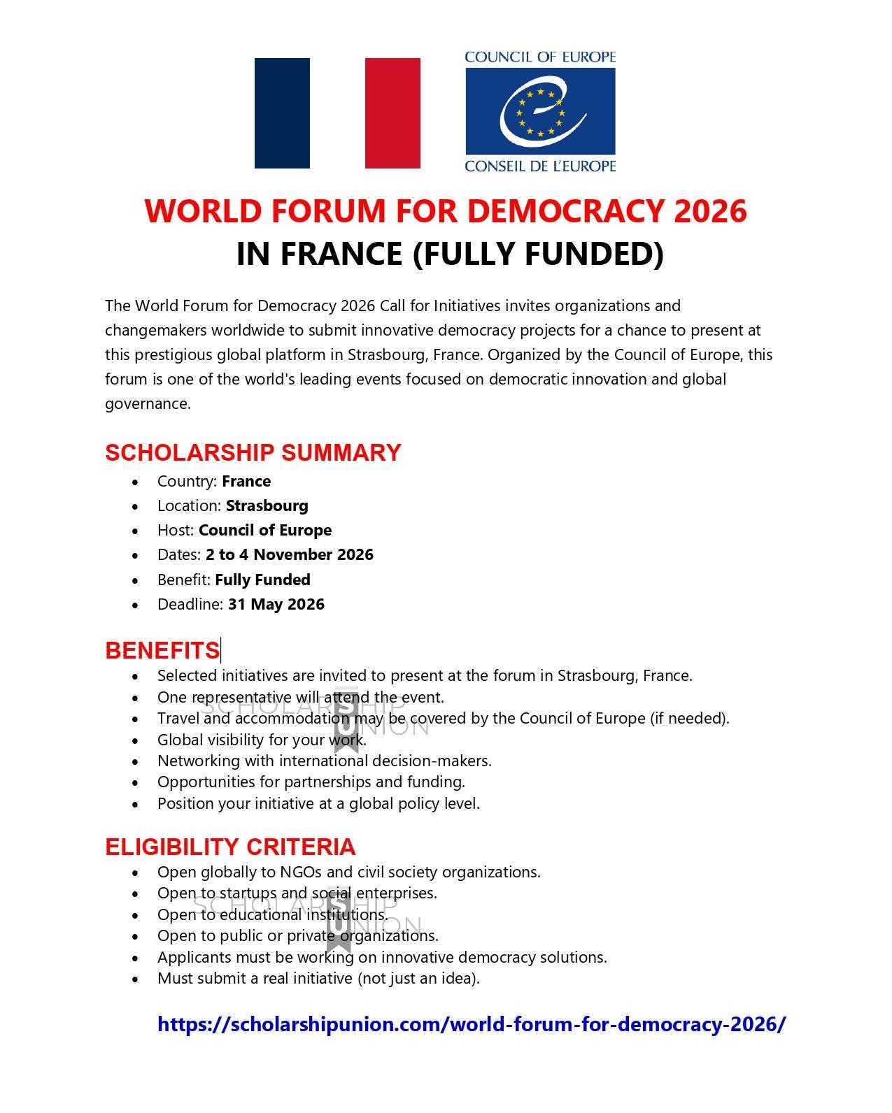 World Forum for Democracy  2026 in France