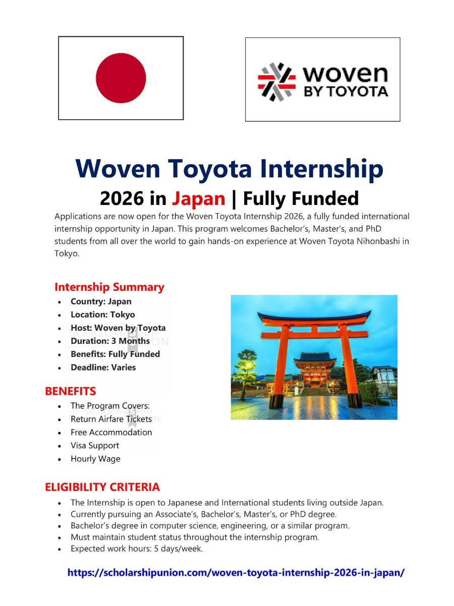 Woven Toyota Internship 2026 in Tokyo, Japan