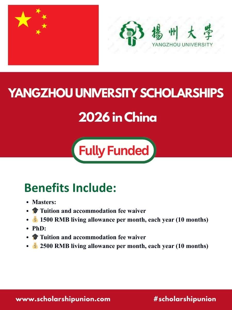 Yangzhou University (YZU) Scholarships 2026 in China