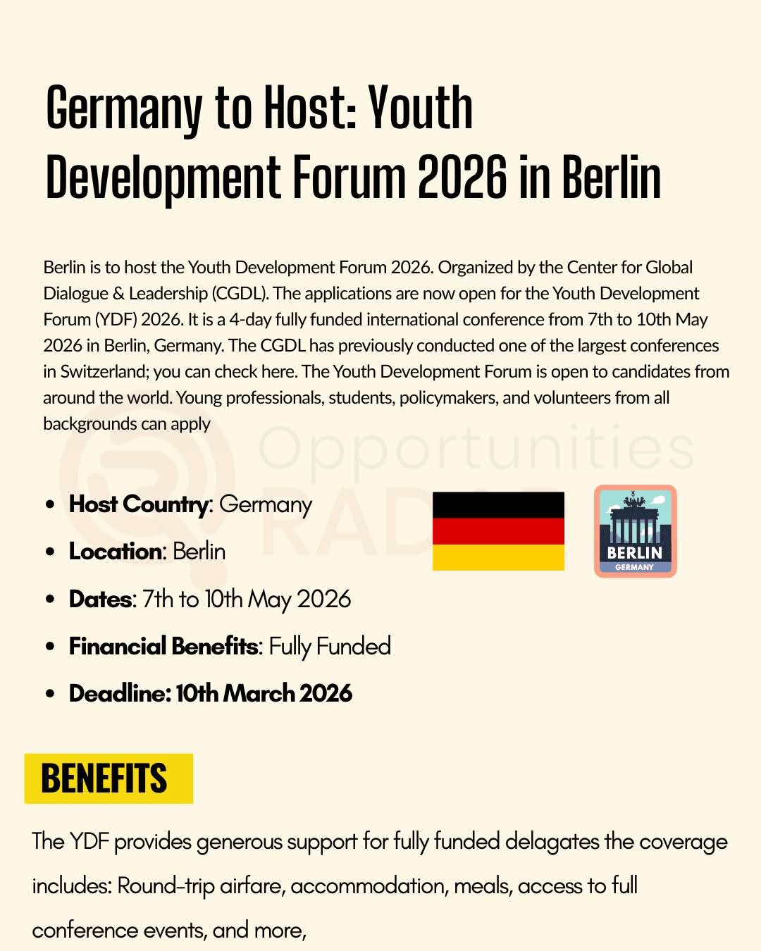 YOUTH DEVELOPMENT FORUM 2026 IN BERLIN 🇩🇪 [FULLY FUNDED]